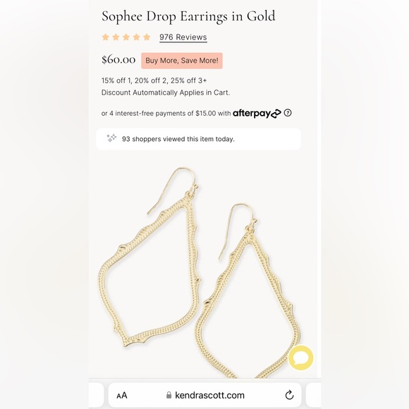 Kendra Scott Sophee drop earrings in Gold - Picture 4 of 4